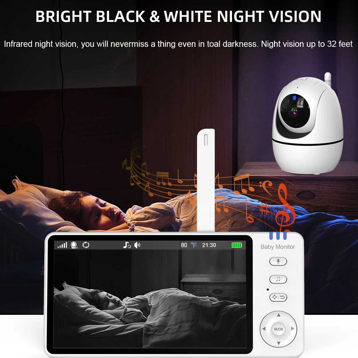 5.0 Inch Baby Monitor with Camera VOX Wireless Video Nanny 720P HD Security Night Vision Temperature Remote Move 2 Way Audio wireless baby monitor,video baby monitor