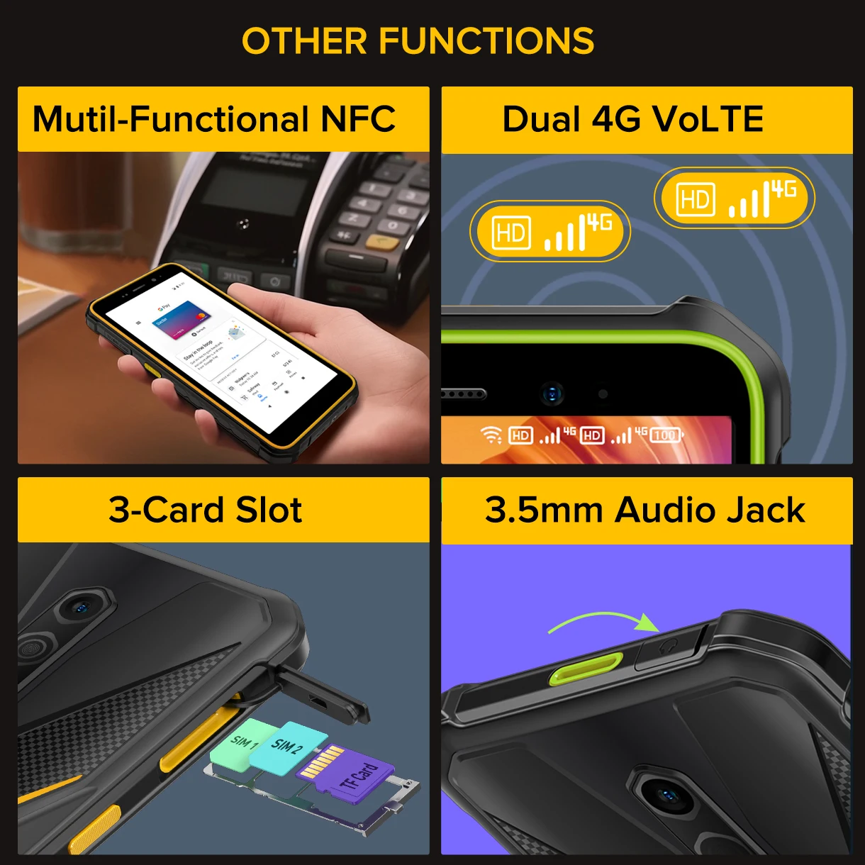 Ulefone Armor X12 Pro，Android 13 ，Up to 8GB+64GB ，4860mAh，13MP 5.45"4G NFC， Global Version，Dual 4G VoLTE，3-Card Slot