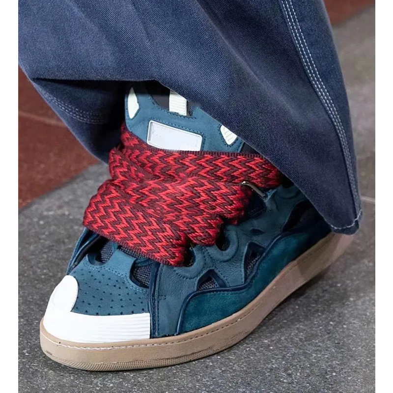 Thick-Soled Dad Shoes Men/women 2025 Summer Autumn Lace Up Clunky Sneaker Casual Skateboard Shoes Mixed Color Sport Shoes 4
