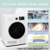 24" Washer and Dryer Combo 2.7 cu.ft 26lbs Washing Machine Steam Care, Overnight Dry, No Shaking Front Load 2