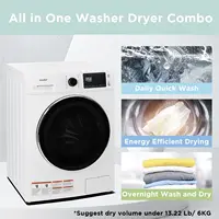 24" Washer and Dryer Combo 2.7 cu.ft 26lbs Washing Machine Steam Care, Overnight Dry, No Shaking Front Load 2