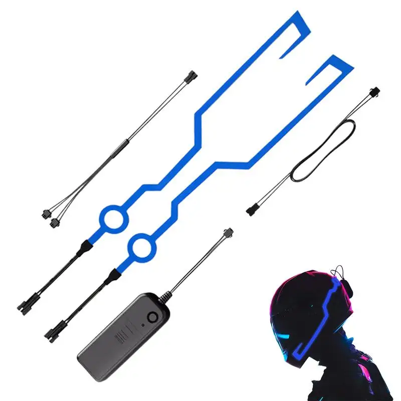 

2 Pieces Motorcycle Helm Light Strip Night Riding Cold Light Stickers Flashing 3 Mode LED Helm Accessories Light Strip