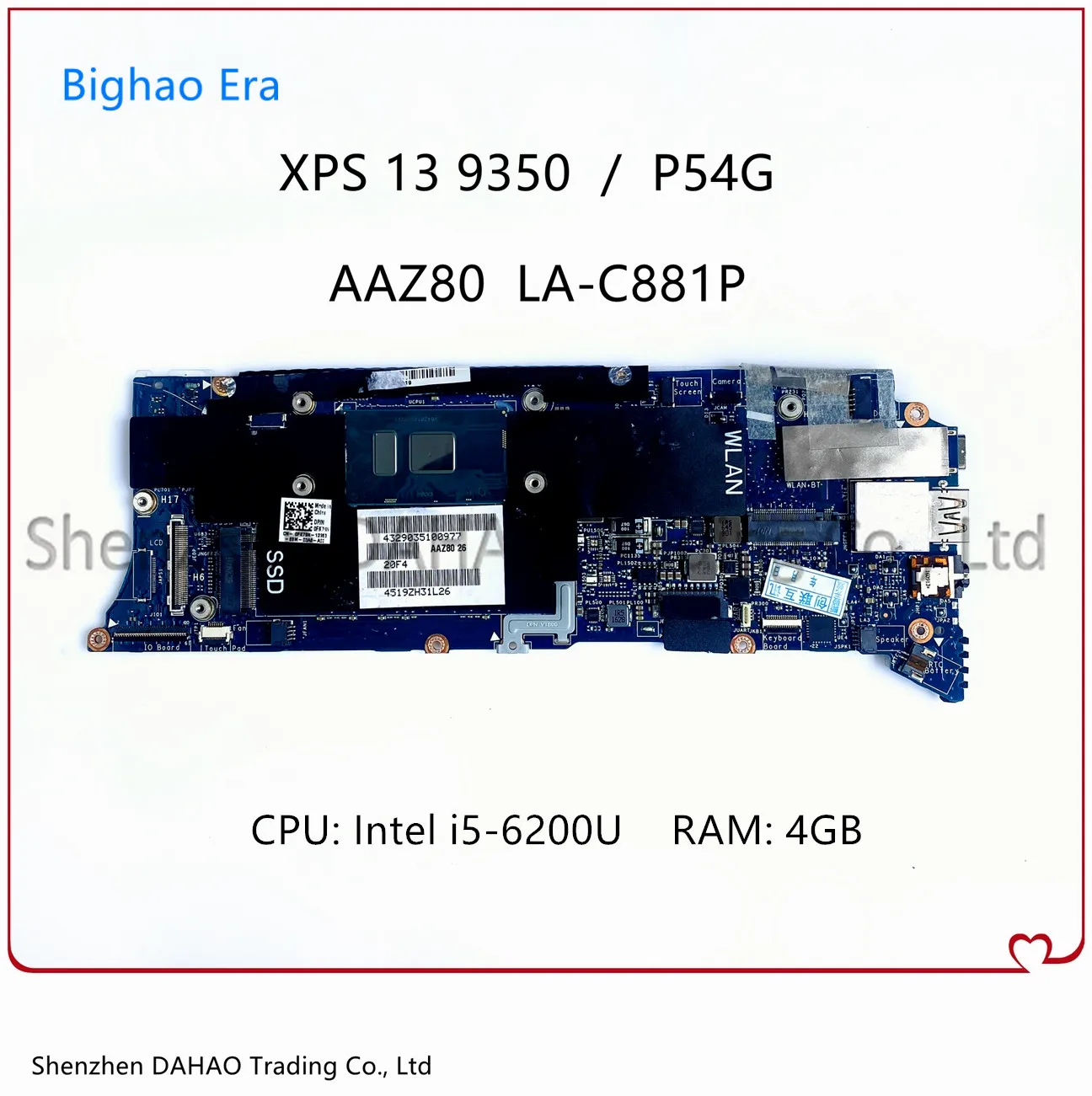 para Dell Xps 13 9350 P54g Portátil Placa-mãe Aaz80 La-c881p com Inter i3 i5 i7 6th Gen Cpu 4gb 8gb Ram - Imagem 2