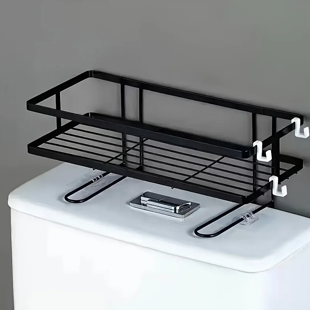 1pc Bathroom Over The Toilet Storage Shelf, Bathroom Storage Organizer Bathroom Storage Rack Shampoo Shower Gel Holder Organizer 4