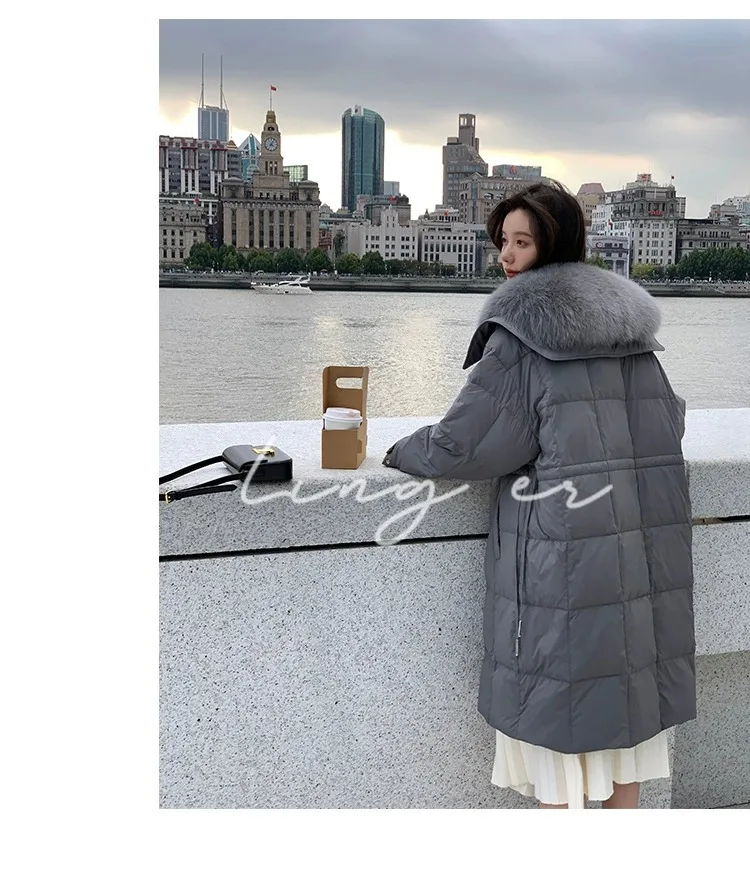 Women's Mid-Length over-the-Knee 2023 New Down Jacket Waist-Tight Slimming Sense of Design Fashionable Winter Coat