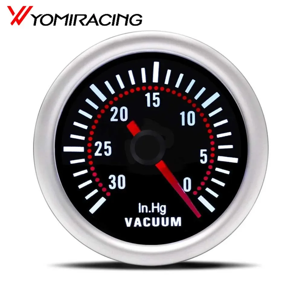 Automotive Pressure Gauge 2"52mm 12V Car Auto Vacuum Gauge-30~0 In.Hg Displaying Smoke Lens Racing Car Vacuum Meter White LED