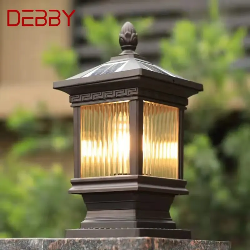 

DEBBY Outdoor Solar Post Lamp Classical Retro Waterproof Courtyard Led for Decoration Garden Balcony Villa Wall Light