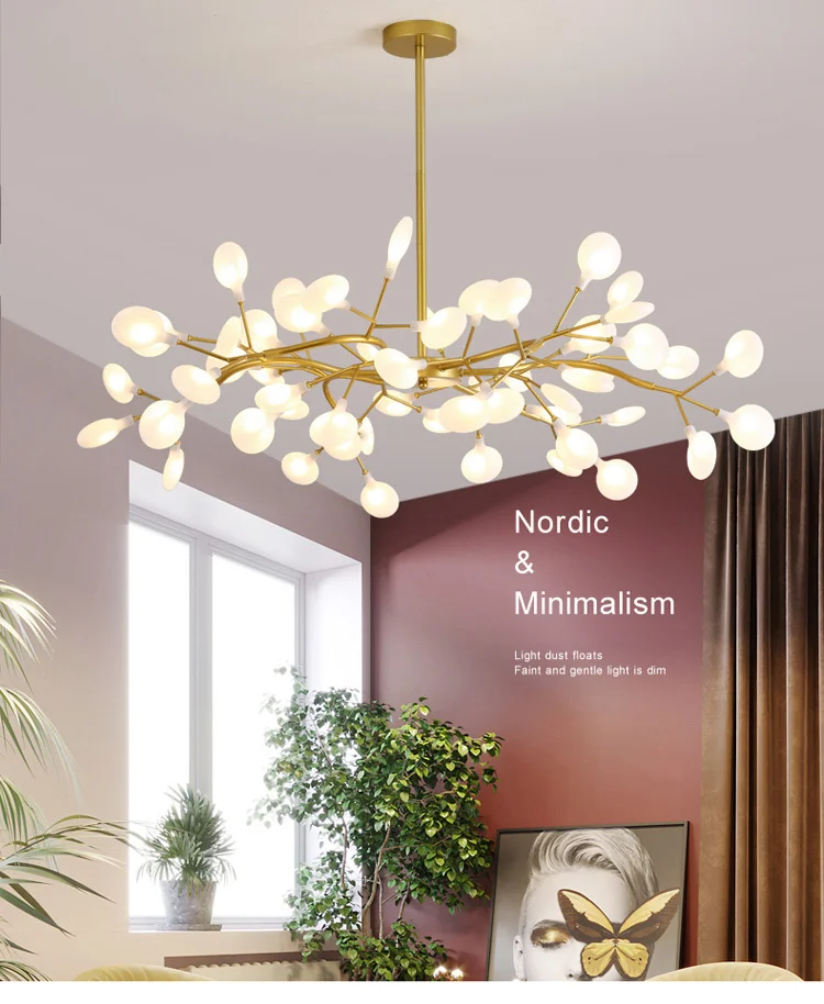 ceiling chandelier Luxurious Gold Chandeliers White Petal Living Room Restaurant Indoor Decor LOFT Hanglamp Kitchen Fixtures Pendant Lamp Lighting flush mount chandelier