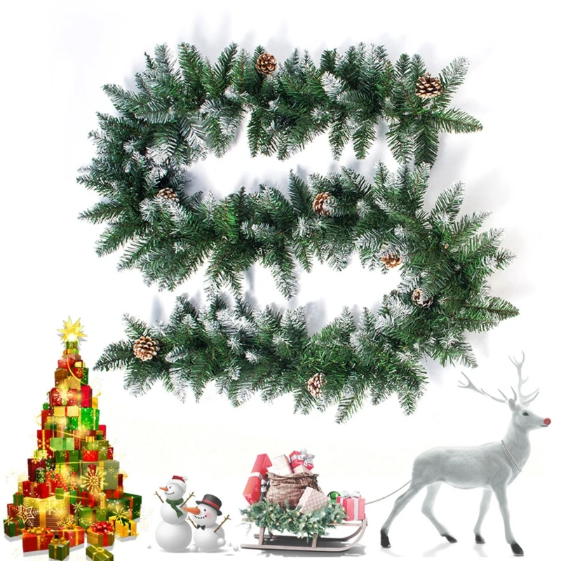 

Christmas Wreath Artificial Pine Cones Xmas Tree Rattan Hanging Ornament Home Party Door Window Decoration F1FB