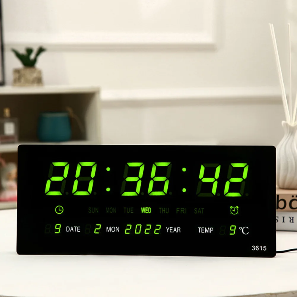 Digital Wall Clock Electronic Wall Clock Temperature/Date Display Boarderless Wall-mounted Clock
