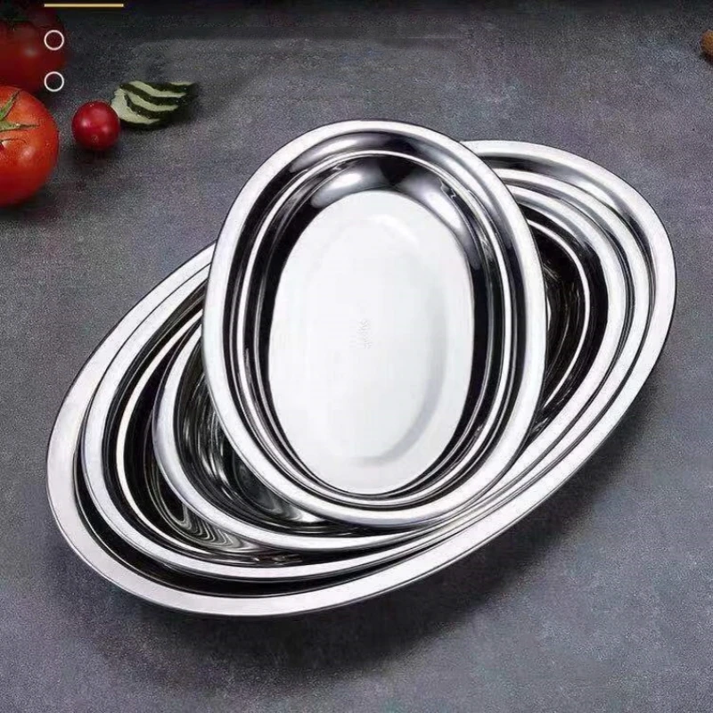 Stainless Steel Oval Fish Plates for Household Dinner
