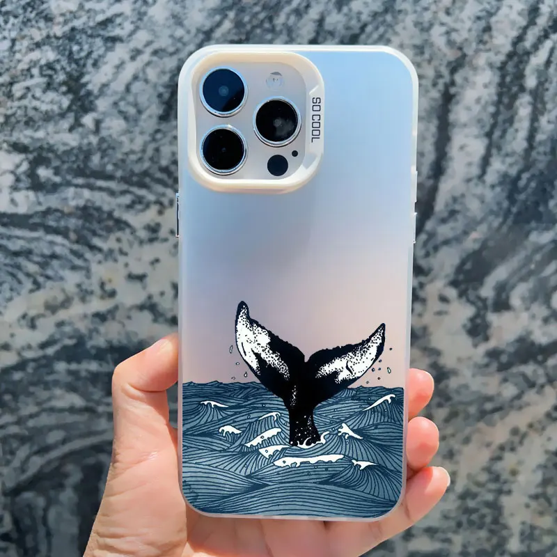 Sea Blue Turtle Design Laser-Engraved Phone Case with Cool Ocean Pattern