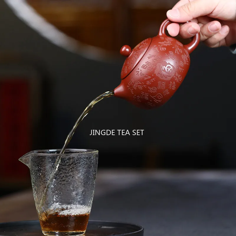 9Hole Yixing Purple Clay Teapot Handmade Xishi Tea Pot Raw Ore Dahongpao Kettle Household Zisha Tea Set Teaware 220ml