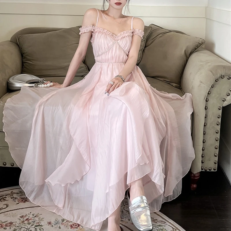 

Summer Women Solid Sweet Dress Casual Fashion Loose Backless Dresses Ladies Elegant Sleeveless Camis Vestidos Female
