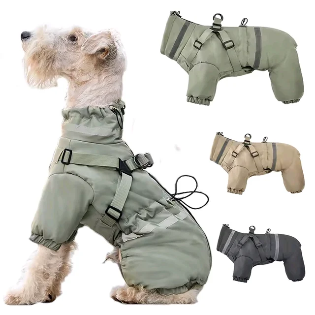 Dog Warm Coat All Season Pet Night Reflection Raincoat Small And Medium-sized Dog Clothes Windproof Vest PP Cotton Dog Clothing 2
