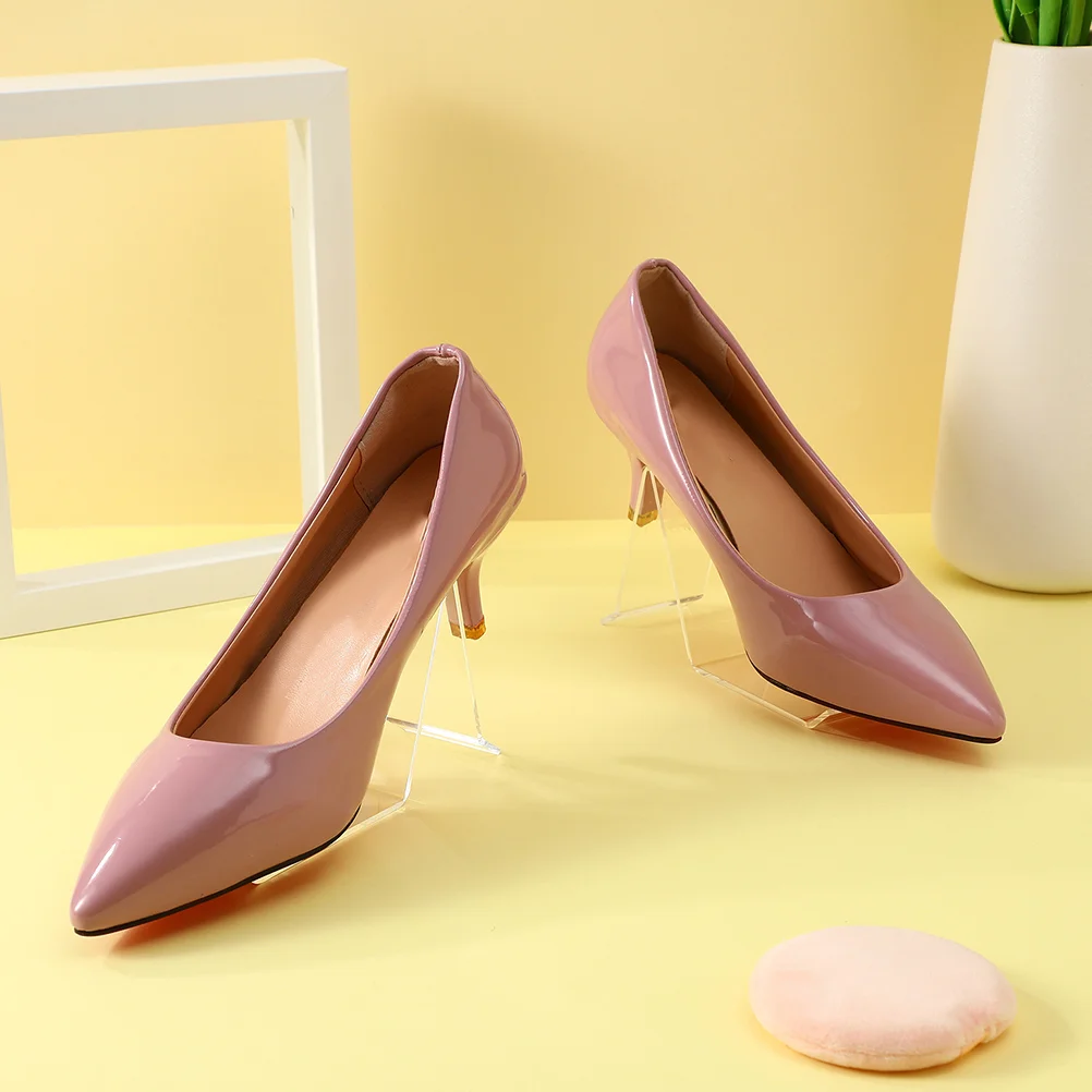4 Pcs Shoes Retail Shop Display Rack Sandals Store Stand High Heel Transparent Acrylic Clear Shelf 4