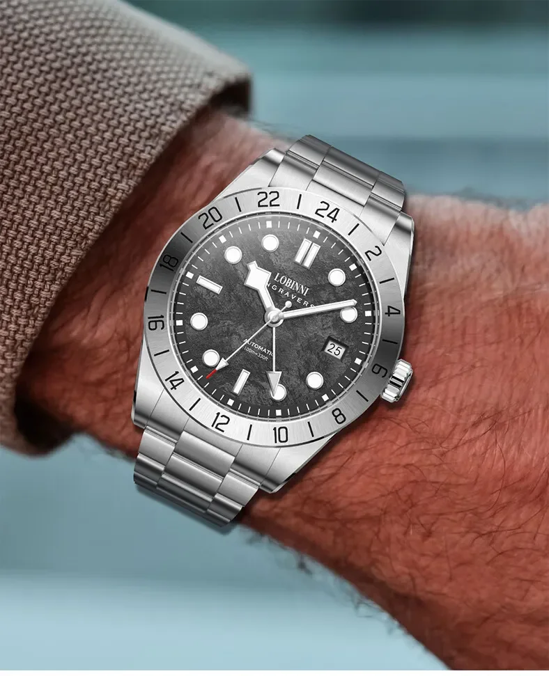 40Mm Gmt Watch Lobinni Nh34A Orologio Meccanico Automatico Da Uomo 100M Orologi Subacquei Impermeabili Per Uomo C3 Zaffiro Luminoso