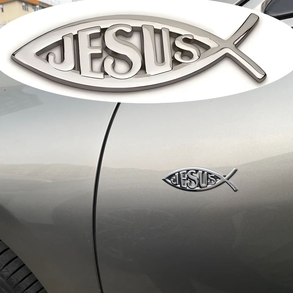 3D Metal Jesus Fish Car Stickers Pack