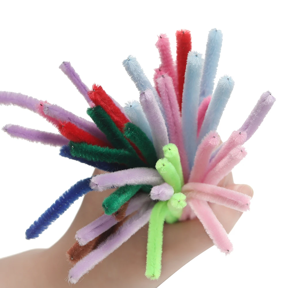 50pcs 30cm Colorful Chenille Stems Pipe Cleaners Plush Stem Wired Sticks Twist Stick Strip DIY Christmas Craft Jewelry Making