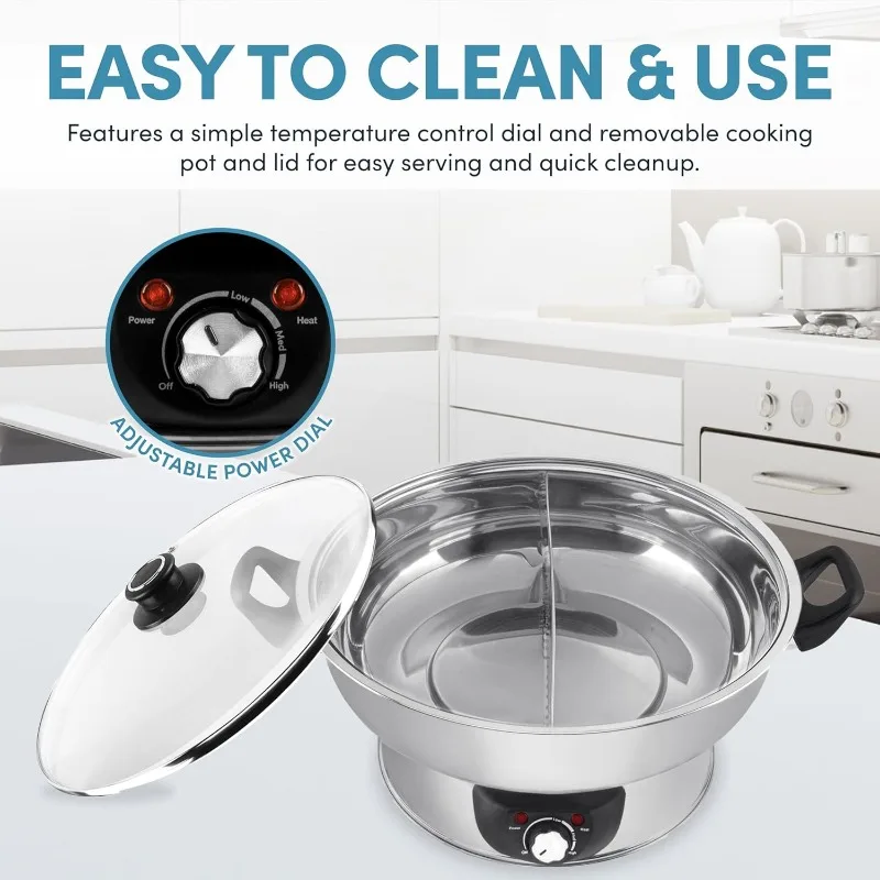 Double-Sided Hot Pot, 5-Quart, Stainless Steel, Multi-Function Rice Cooker 4