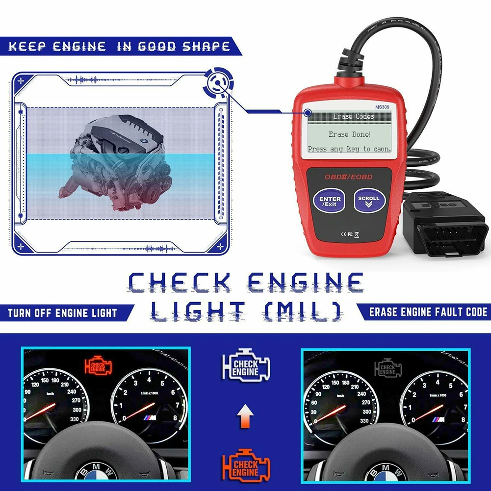 Ms309OBD2ScannerCarCheckEngineCodeReaderFaultScanning
