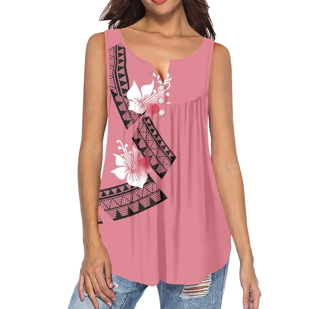 T-Shirt Da Donna A Pieghe Allentate Alla Moda Viola Senza Maniche Alla Moda Da Donna Taglie Forti Alla Moda