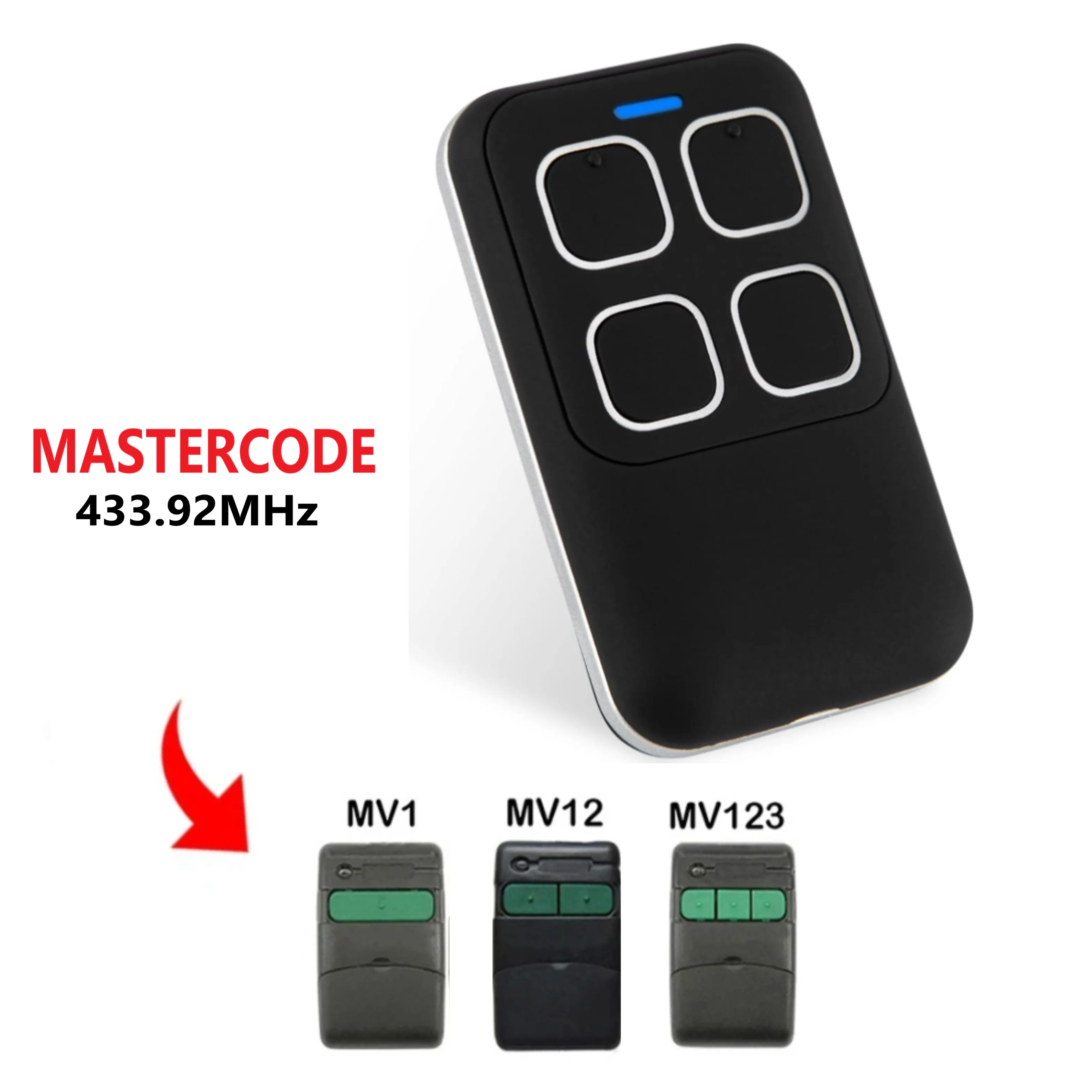 

Garage Remote Control Compatible With MASTERCODE MV-1 MV-12 MV-123 MV1 MV12 MV123 MD-21 433.92MHz