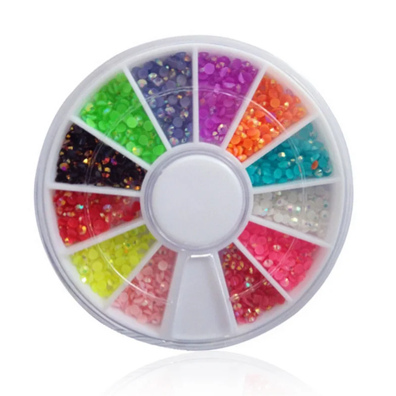 DIY 2mm 3mm Mix Color Pearls Nail Glitter Nail Rhinestones Wheel Nail Art Decorations Makeup Tools