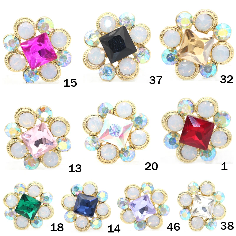 

New 10PCS20MM Alloy Colorful Gemstone Square Flat Bottom Clothing Bow Knot Gift Box Jewelry Accessories