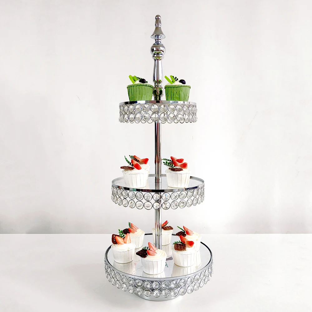 3-stufiger Cupcake-Ständer, golds tufiger Dessert-Display-Turm, Cupcake-Tablett halter aus Metall für Couchtisch-Tee-Party-Servier platte – Detail 10