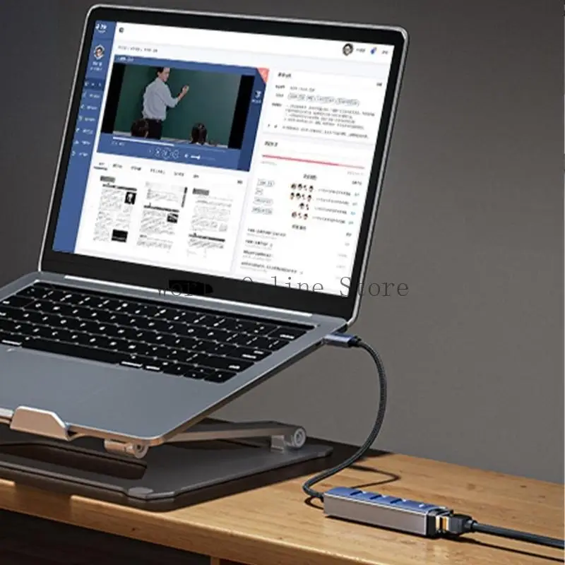 USB/유형 C 기가비트 RJ45 이더넷 어댑터 USB3.0 허브, 고속 데이터 전송을 위한 알루미늄 멀티포트 분배기 5Gbps 87HC