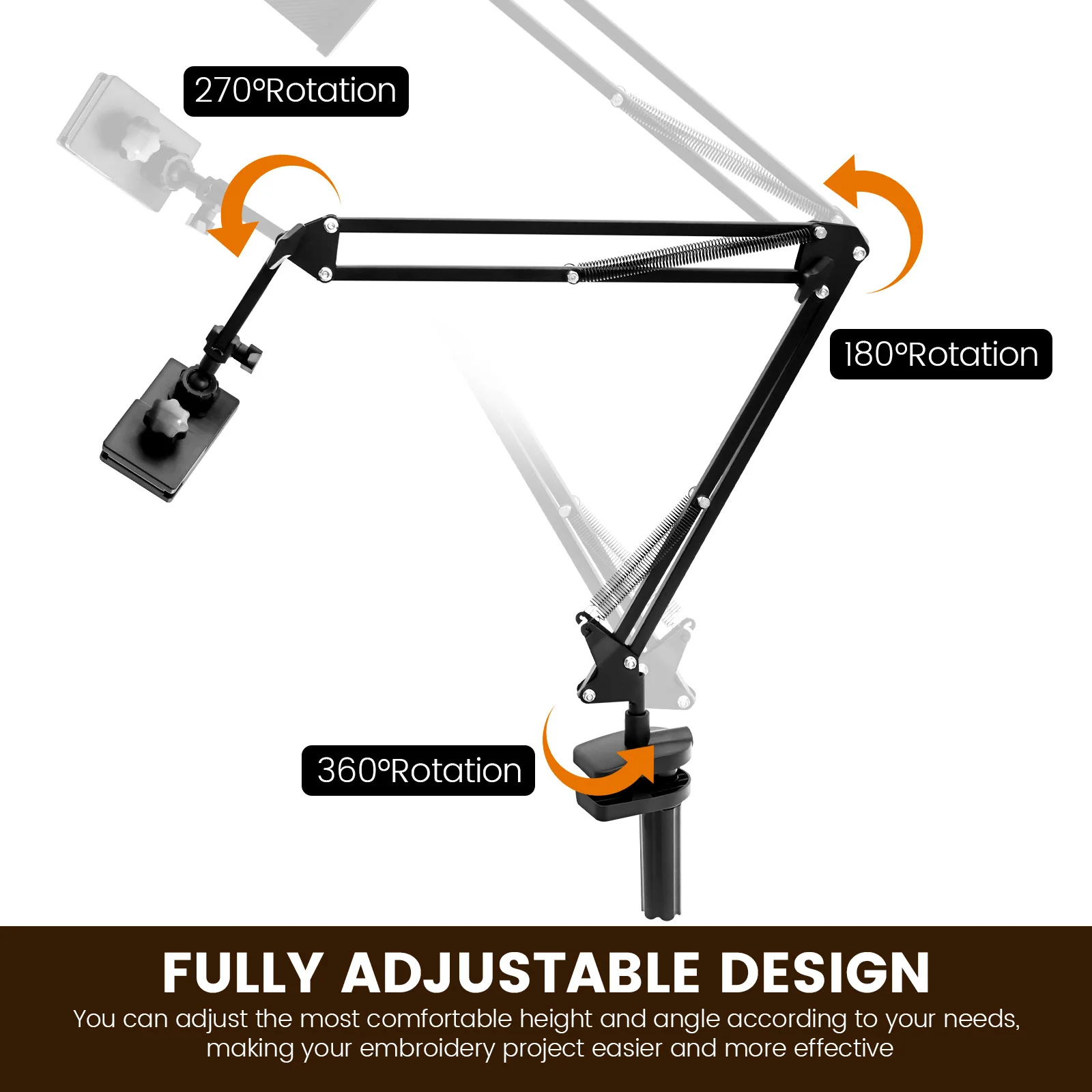 Embroidery Stand Adjustable Embroidery Hoop Holder Metal Cross Stitch Frame Stand Table Mount for Needlepoint Projects Tablet