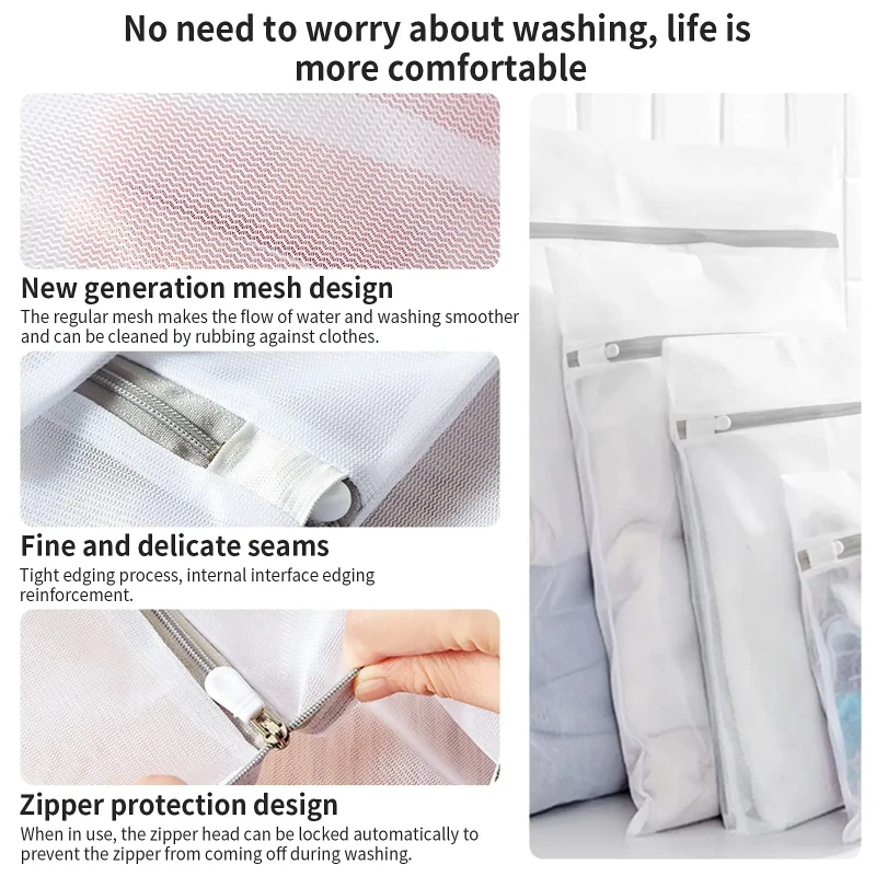 Fine Net Laundry Bag Clothing Care Washing Machines Dirty Laundry Basket Travel Shoes Mesh Bags Woman Bra Clothes Organizer 4
