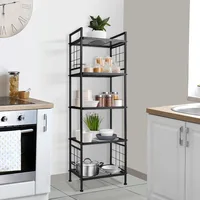 5-Wire Standing Storage Shelves, Metal Shelving Unit Pantry Rack for Laundry Kitchen Bathroom Organizer(Black) 2