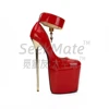 22cm super high heels with lock up shoes for SM Queen CD cross dressing, thick soled plus size high heels, sexy shoes 1