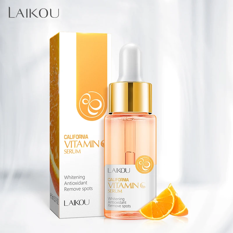 

LAIKOU Vitamin C Whitening Facial Serum Remove Dark Circles Fade Freckles Spots Melanin Moisturizing Brightening Face Essence