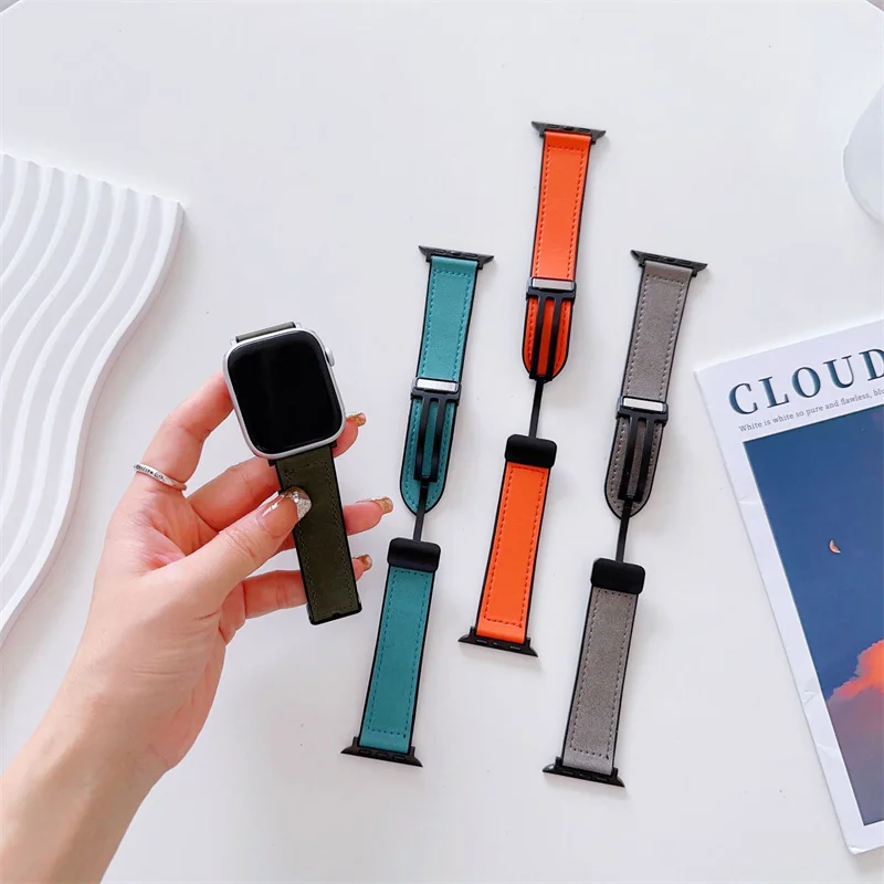Premium Magnetic Buckle Silicone-Leather Watch Strap Bracelet