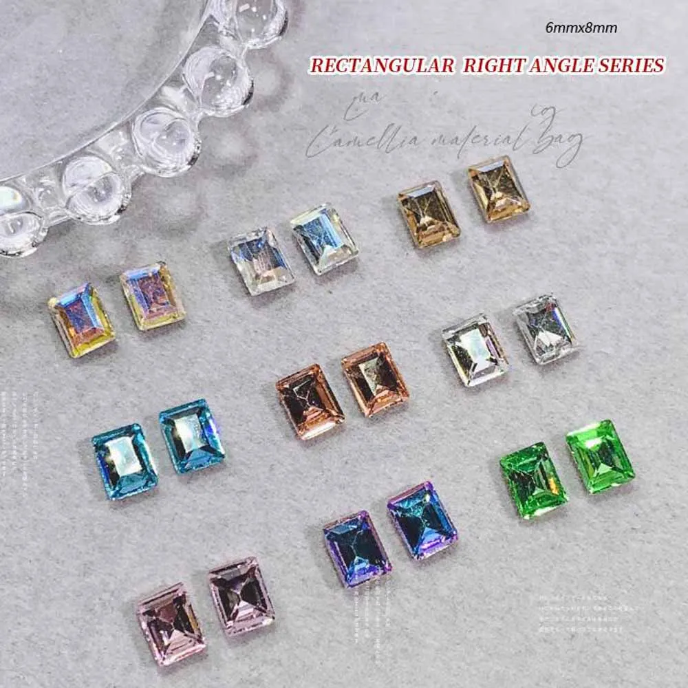 50팩 K9 유리 크리스탈 네일 라인스톤 비즈 6x8mm 눈부신 다이아몬드 같은 포인트백 보석 네일 아트 및 쥬얼리 매니큐어 액세스