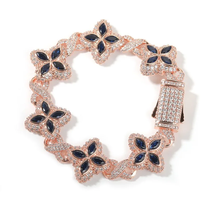 Buntes Blumen-Zirkon-Armband, mehrfarbiges Kristall-Armband, florale Unendlichkeitskette, Statement-Schmuck für Frauen, Party-Geschenke – Detail 18