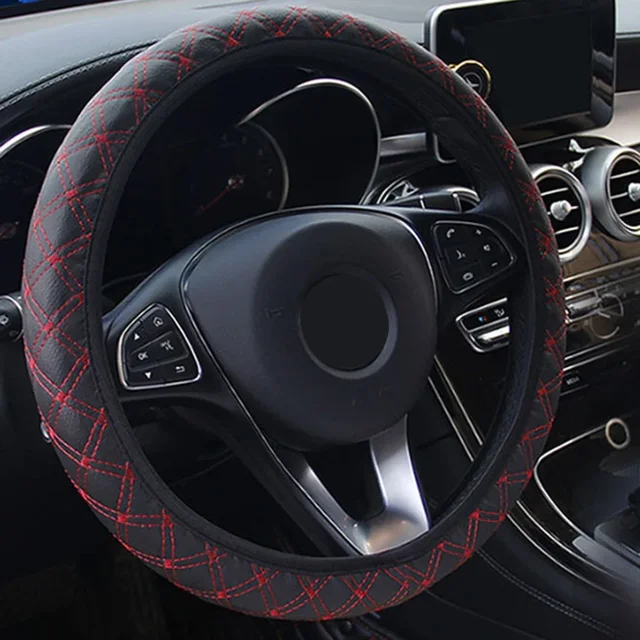 New Arrival High Quality Car Steering Wheel Cover PU Leather 38cm Non-Slip Protection Cover Be Used In All Seasons 6