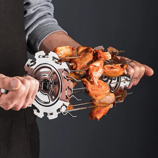 Bbq Kebab Ketrec Rotisserie Nyárs Rozsdamentes Acél Villák Faszén Csirke Rács Sütő Diy Kemping Főző Szerszám