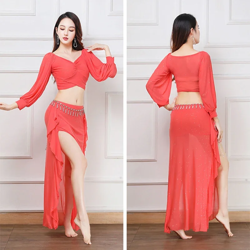 

Bellydance Top Skirt Set Sexy Women Practice Clothes Stage Dance Fashion Suit Carnaval Vestiti Professionali Orientale Costume