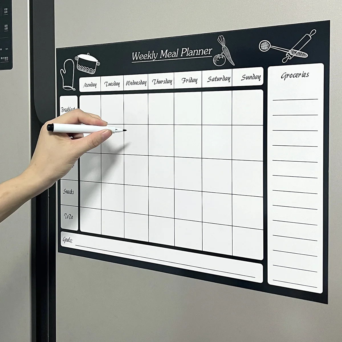 Erasable Week Meal Planner Soft Magnetic Fridge Sticker Whiteboard Message Board Memo Refrigerator Magnet
