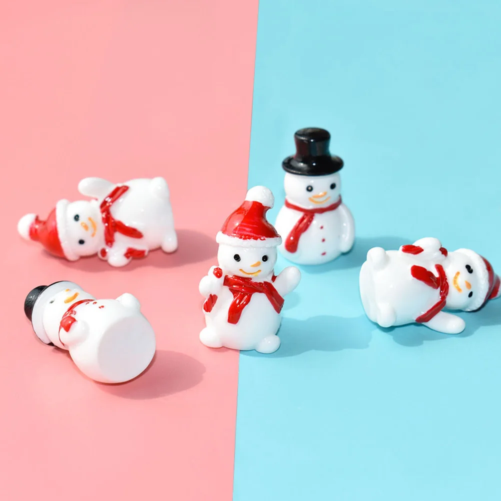 

Miniature Christmas Figurines Snowman Statue Micro Landscape Ornaments Play House Toys (black Hat + Red Hat) 40pcs