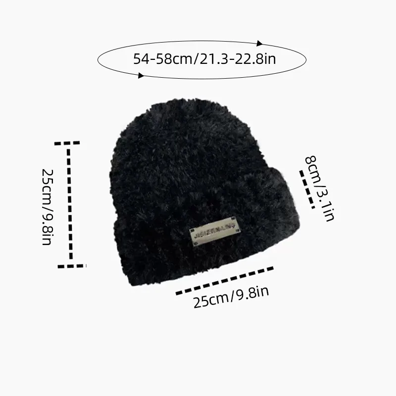Plush Beanie Hat For Women Soft Thick Winter Knitted Warm Cap_voghion.com