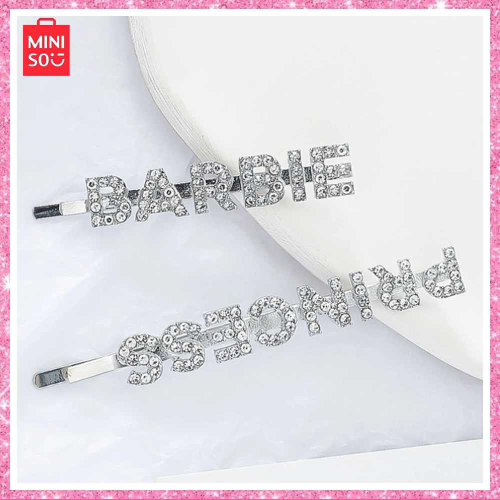 

Miniso Barbie Princess English Letters A Word Hair Clip Korean Accessory Shiny Diamond Encrusted Bangs Clip Girls Birthday Gift