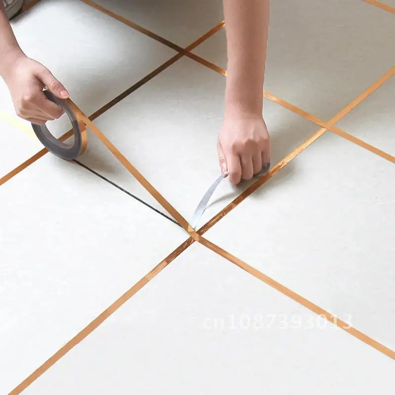 

1 Roll 20m Decor Gold Silver Black Self Adhesive Wall Tile Floor Tape Sticker Home Decorations Ceramic Tile Mildewproof Gap Tape