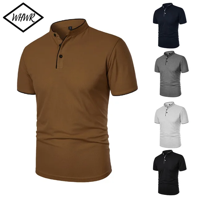 Polo d'été à manches courtes pour hommes, couleur unie, T-shirts streetwear, sport, séchage rapide, respirant, basique, décontracté 1