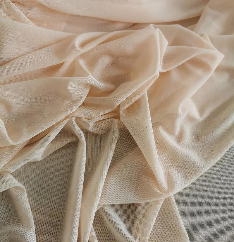 4-Way Stretch Spandex Net Fabric Mesh Dance Dress Lining Material 150CM Wide Nude, Off White, Black, Blue in Stock 3
