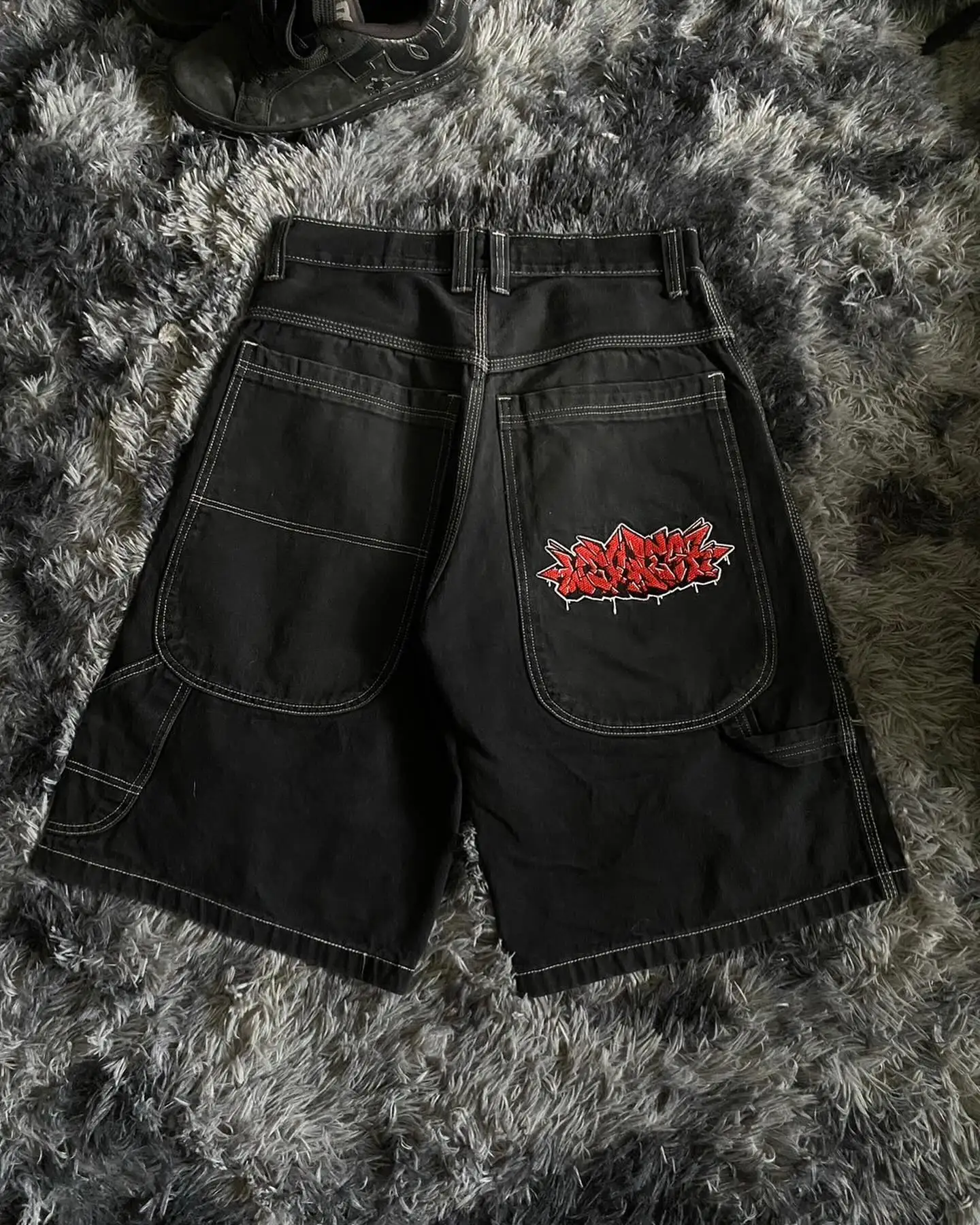 Streetwear Shorts Y2K Pants Hip Hop Pocket Letter Embroidery Baggy Denim Gym Shorts Mens Womens High Waist Basketball